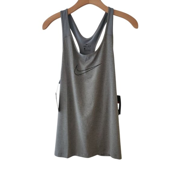 Nike Dri-Fit Tank Top Racerback Athleticwear Gym Gray Womens Large NEW NWT - Picture 1 of 12